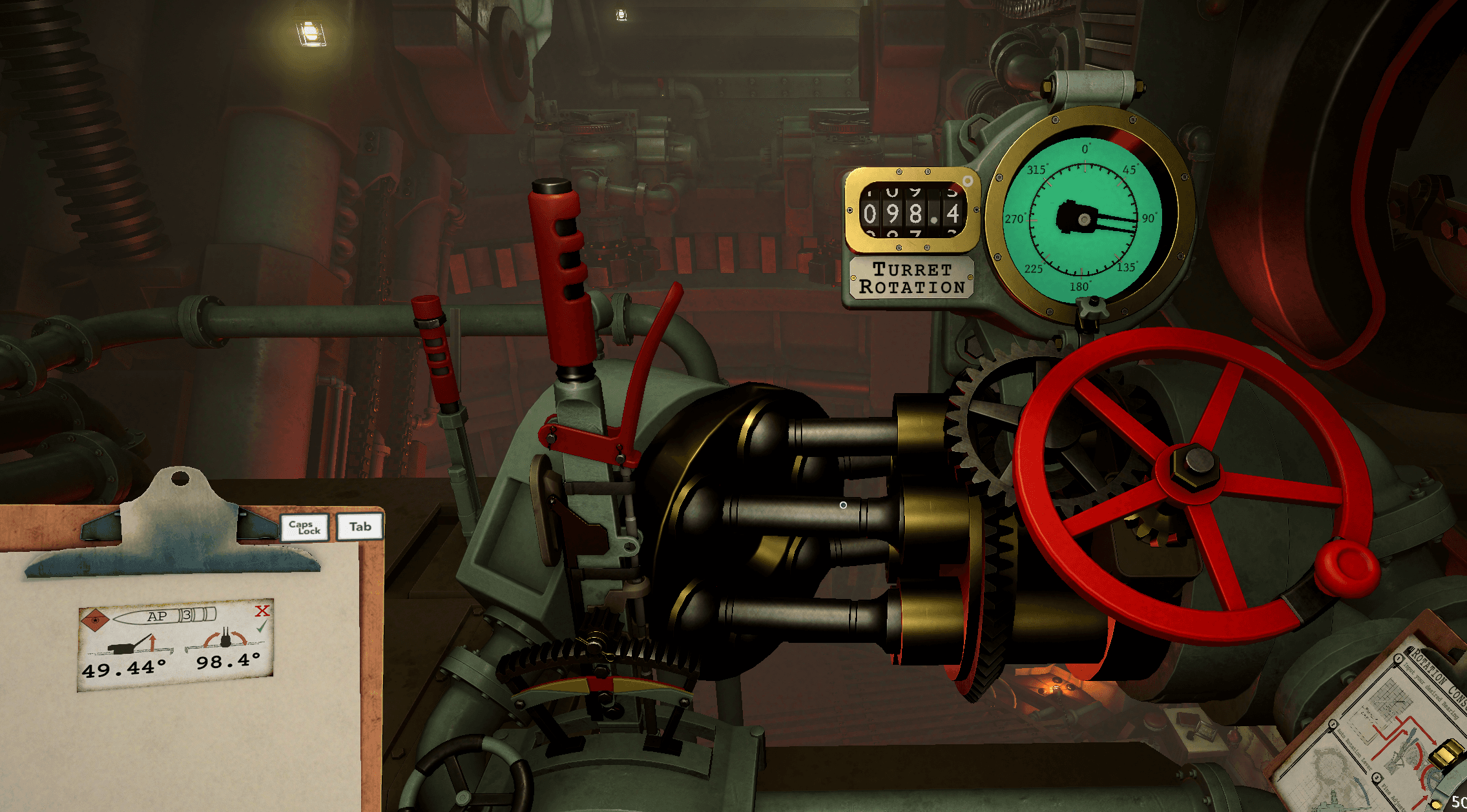 Iron Nest Rotation Console showing the semi-automatic lever, handwheel and bearing display