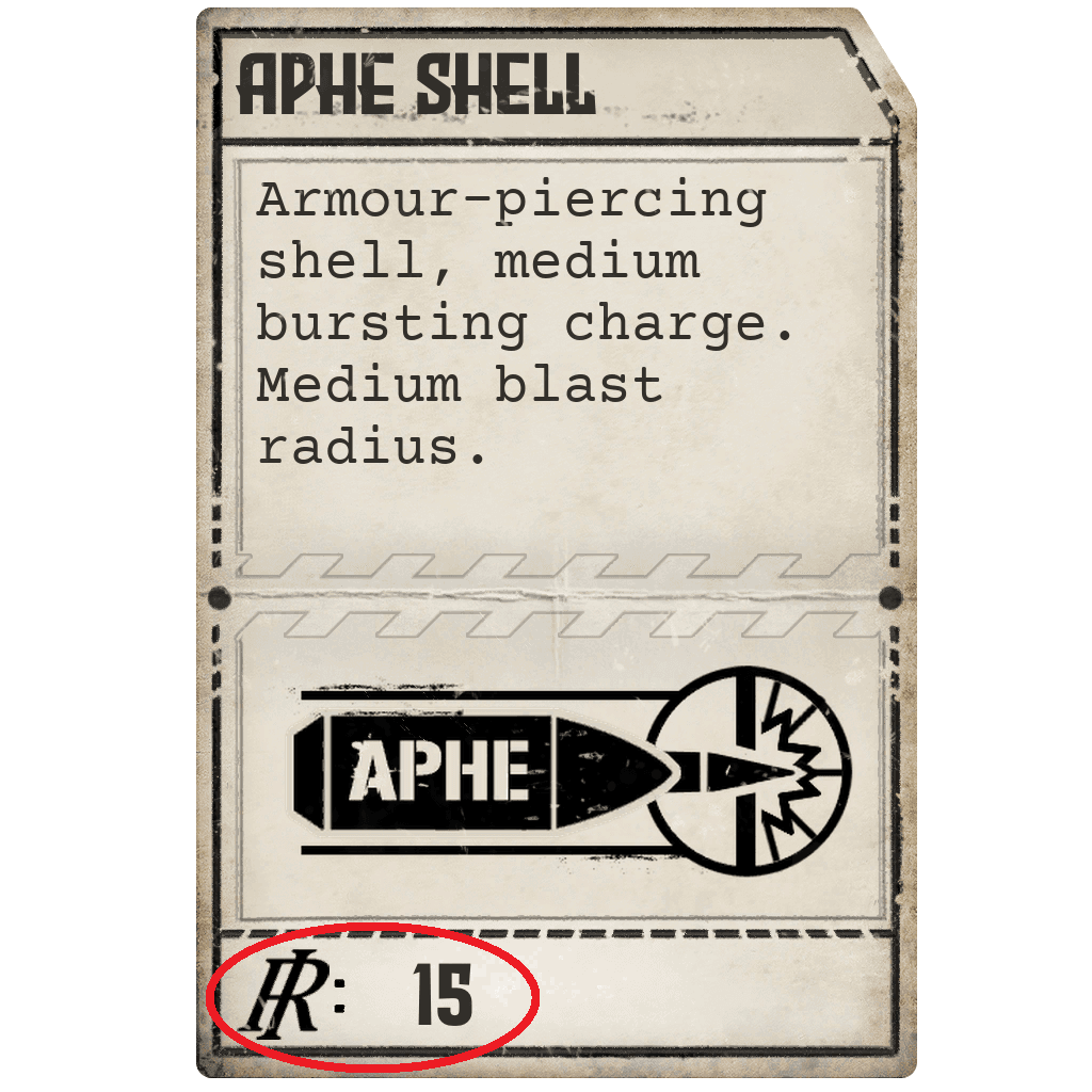 APHE Punchcard with its 15 RC cost circled in red