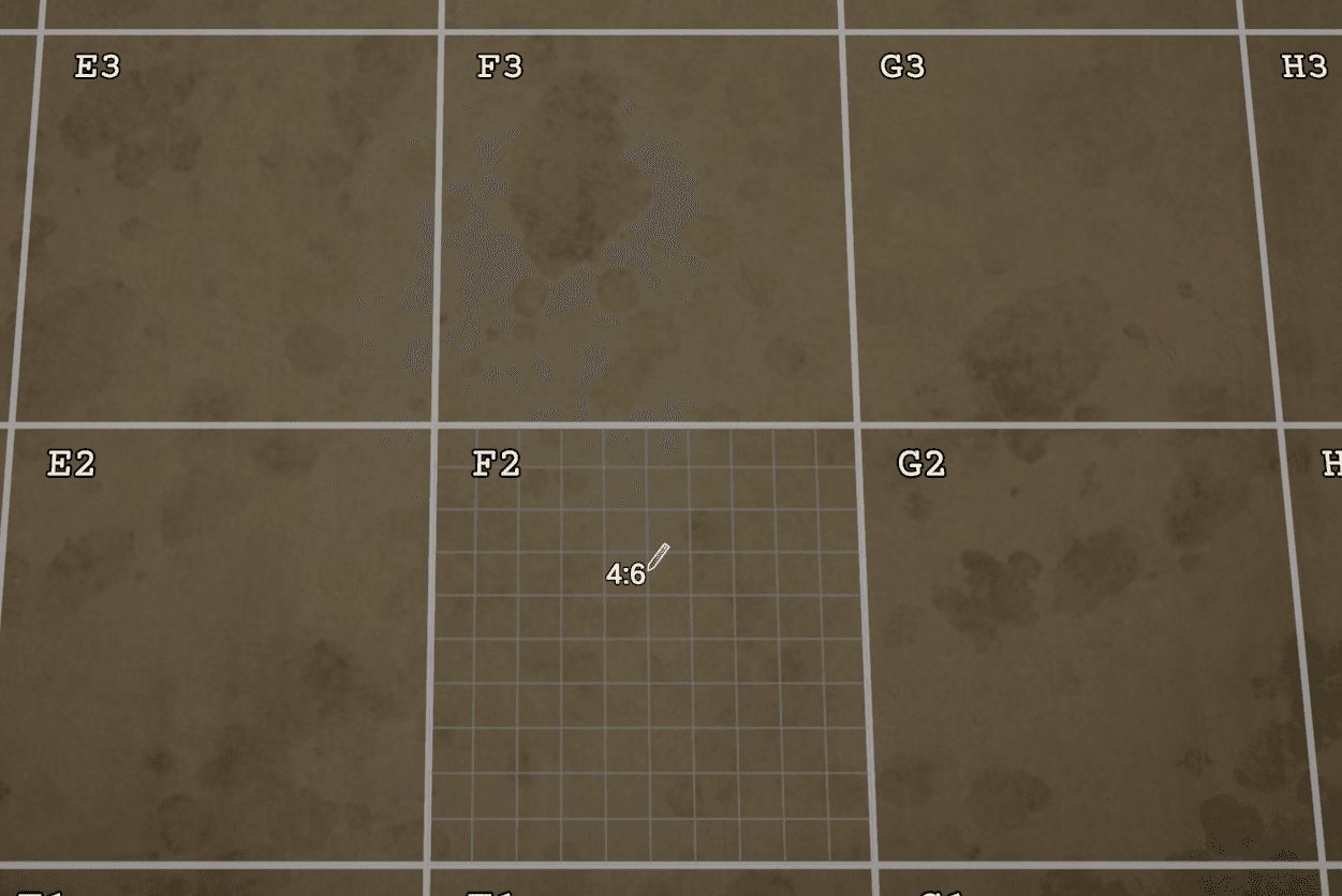 Tactical Map showing its lettered grid tiles and numbered internal squares