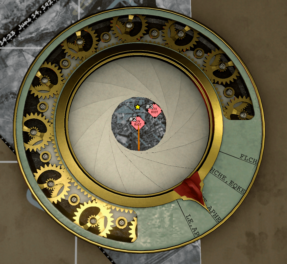 Area-of-effect template used to compare shell damage radii on the Tactical Map