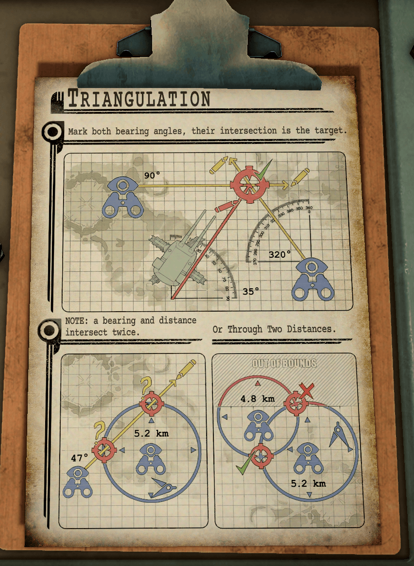 Tactical Map example using intersecting measurements to locate a target