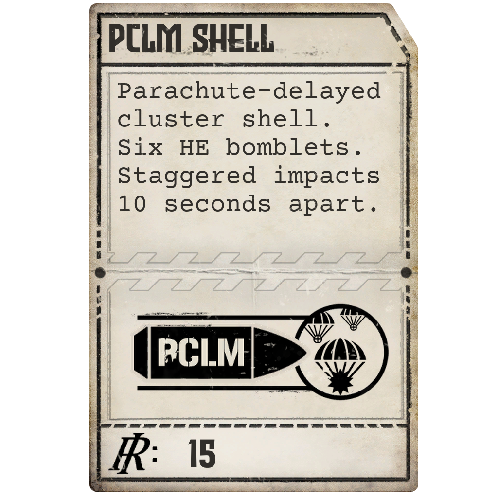 Parachute Cluster Munition punchcard